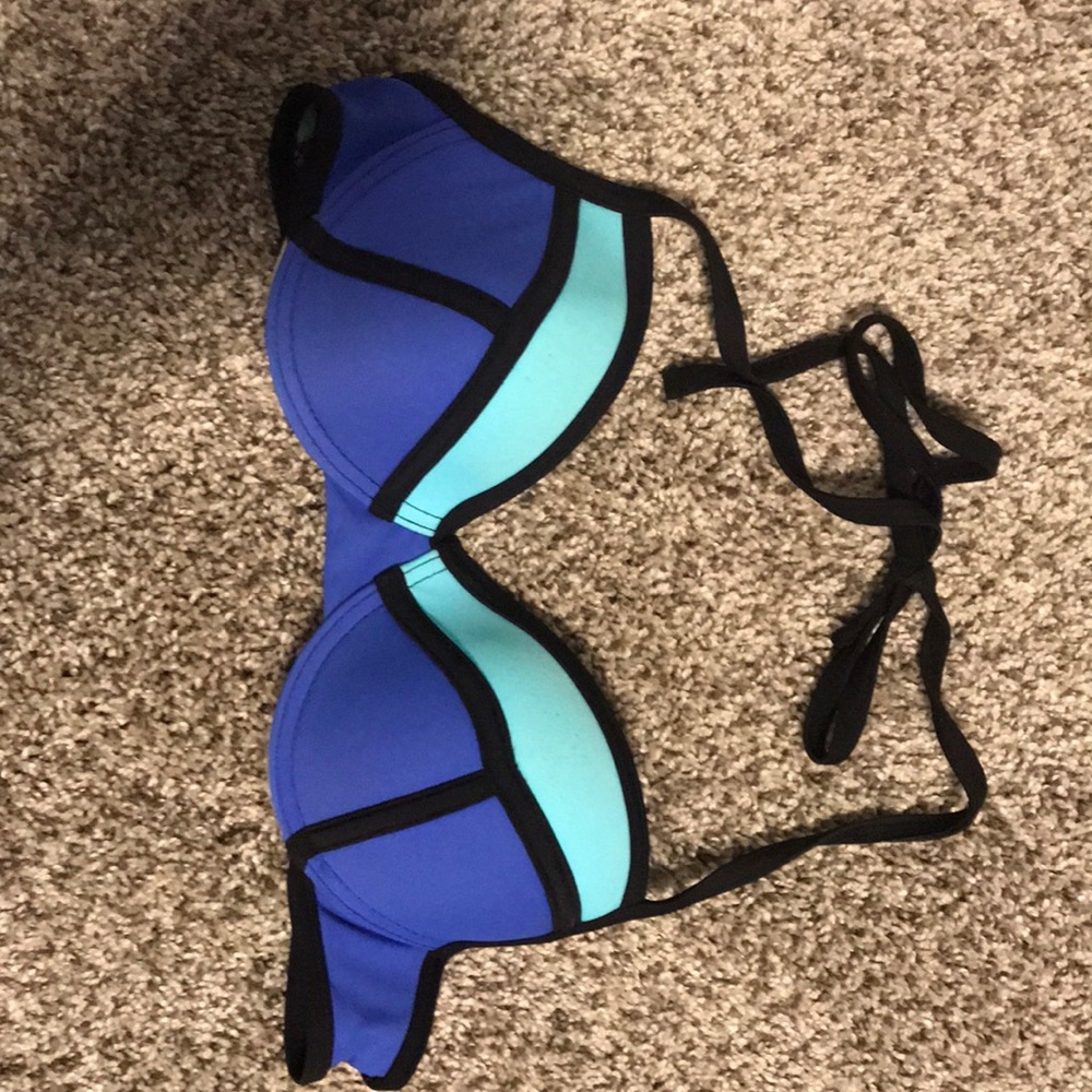 Blue push-up bikini top